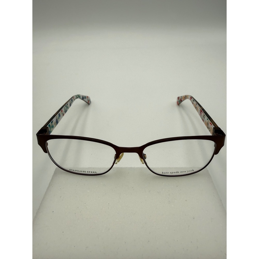 Kate Spade Eyeglasses Womens 50 Brown Excellent Diandra Floral Stainless Frames